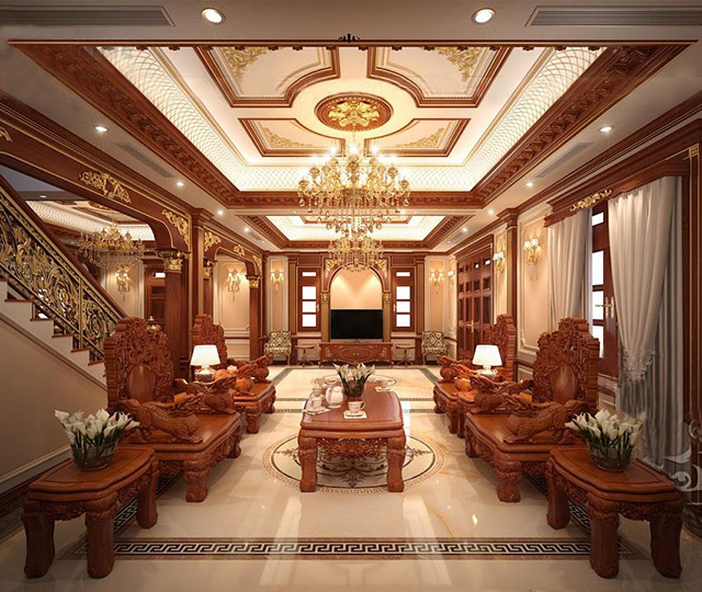 Phào chỉ trần nhà màu nâu vân gỗ