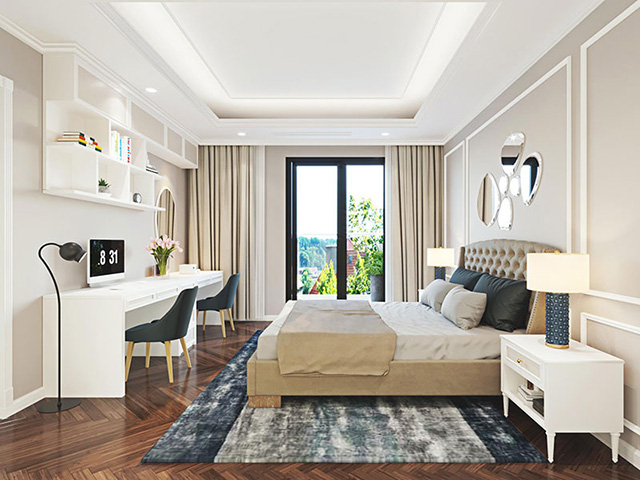 Phào chỉ trần nhà và tường màu trắng đơn giản