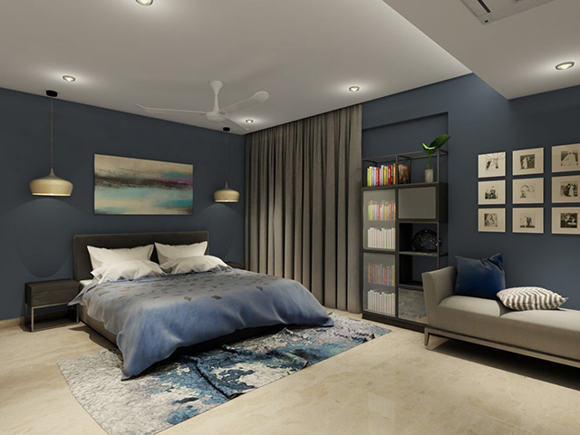 Phòng ngủ sơn màu xanh dương (mã màu NP AC 3432A)