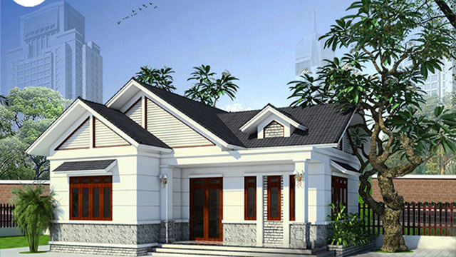 Mặt tiền nhà cấp 4 sơn màu trắng (BS 9102)