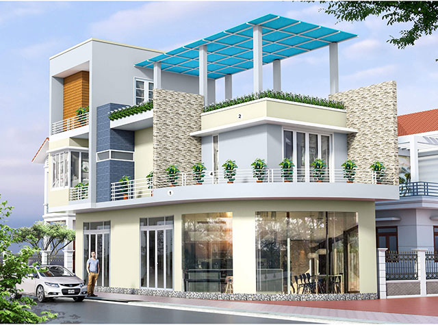 Sơn mặt tiền biệt thự màu Aquapeak