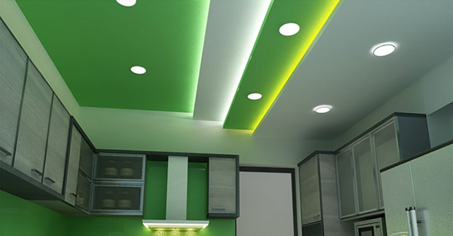 Mẫu trần thạch cao màu xanh lá