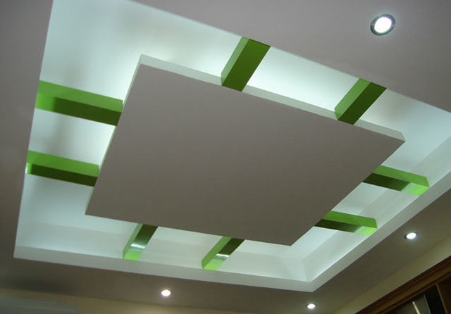 Mẫu trần thạch cao màu xanh