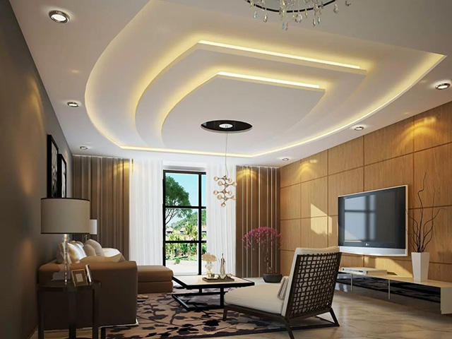 Sơn trần màu trắng với thiết kế uốn lượn