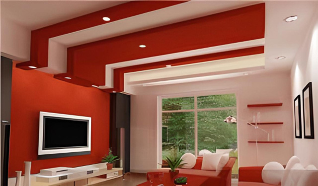Trần nhà được sơn màu đỏ
