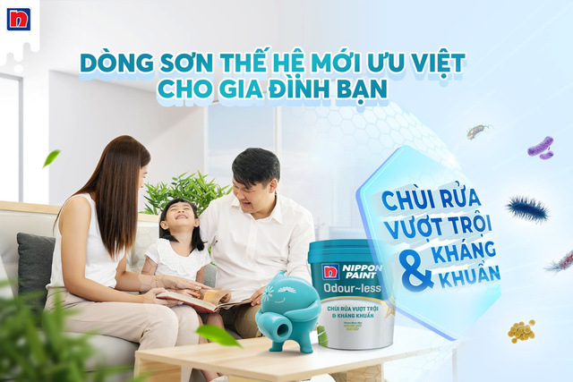 Sơn Nippon Odour-less Chùi Rửa Vượt Trội & Kháng Khuẩn