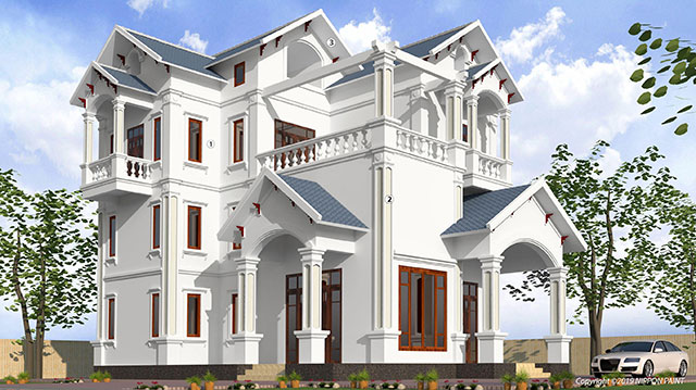 Cách phối màu sơn biệt thự cổ điển