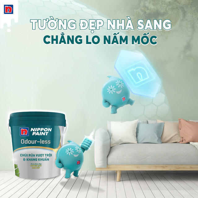 Sơn Nippon Odour-less Chùi Rửa Vượt Trội & Kháng Khuẩn.