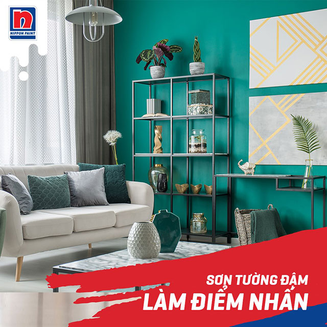 Hướng dẫn phối màu sơn nhà - tường đậm làm điểm nhấn