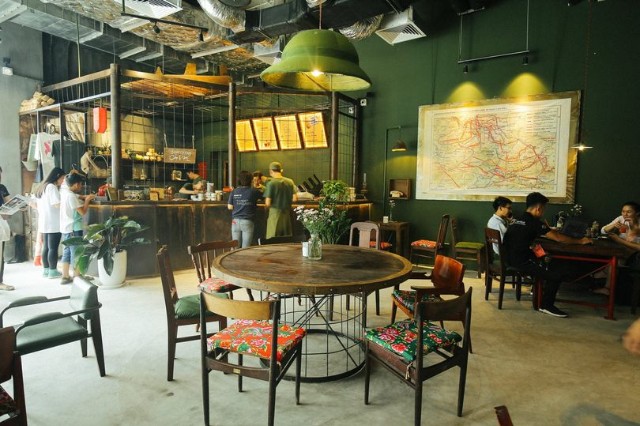 màu sơn cho quán cà phê với màu Grass Green 
