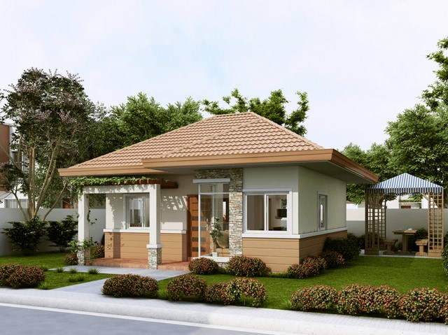 mẫu màu sơn nhà cấp 4 nông thôn màu nâu nhạt