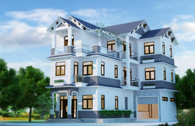 Mẫu sơn nhà chữ l đẹp phối màu Trustworthy Blue