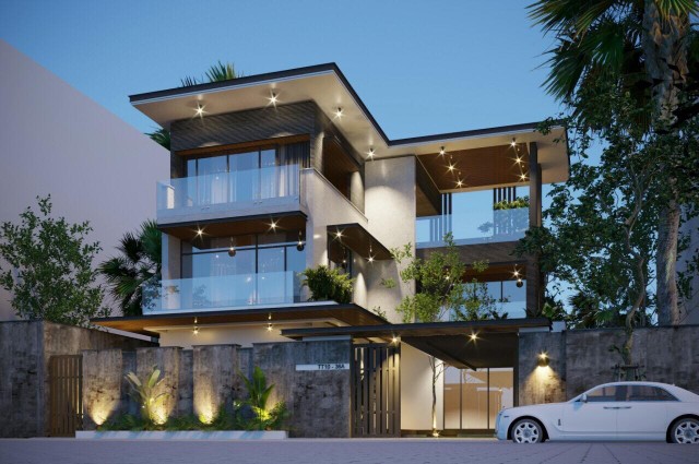 Mẫu sơn nhà chữ l đẹp màu Ming Grey