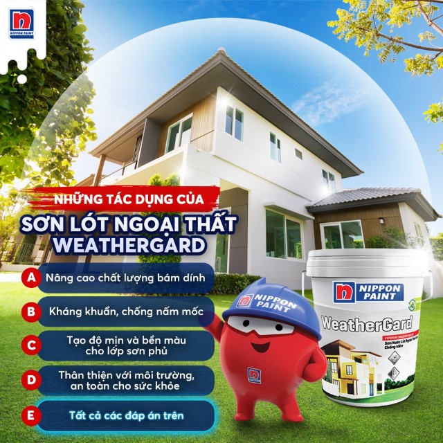 Mẫu sơn nhà chữ l đẹp Dòng với sơn lót ngoại thất đạt chuẩn Green Label của Singapore