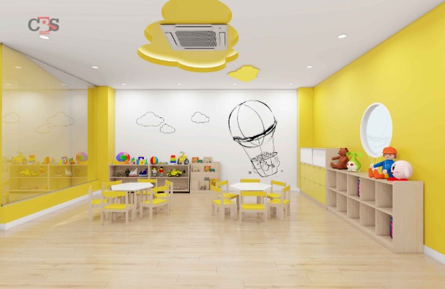 màu sơn trường học mầm non cho trẻ với màu Mayan Yellow