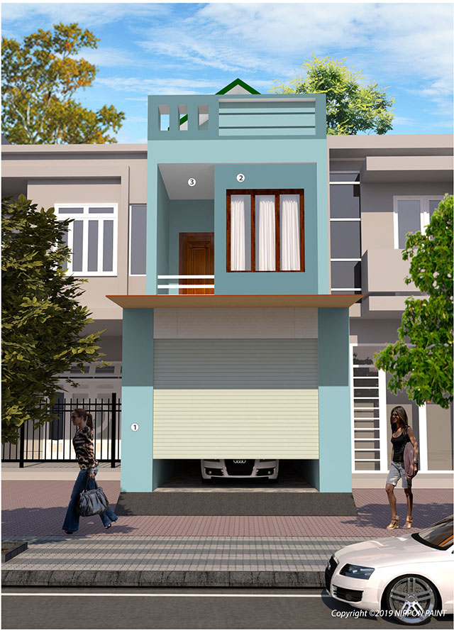 Phối màu sơn ngoại thất nhà ống - Ảnh 1