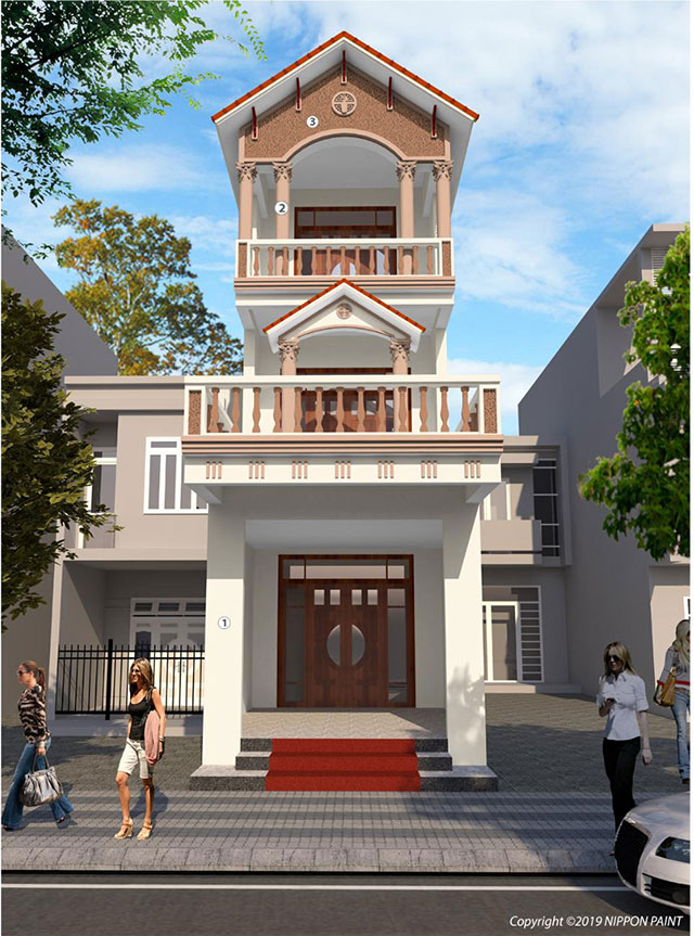 Phối màu sơn ngoại thất nhà ống - Ảnh 3