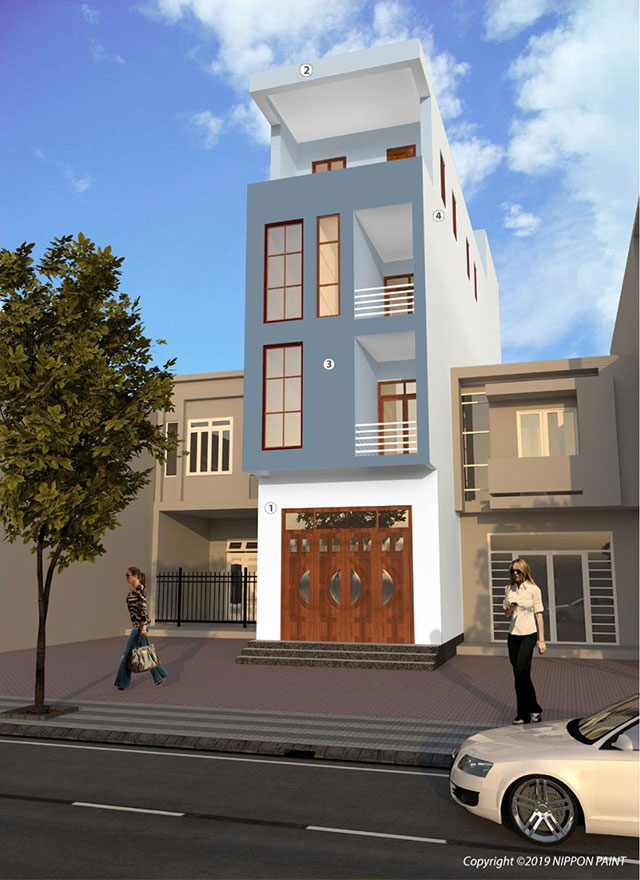 Phối màu sơn ngoại thất nhà ống - Ảnh 7