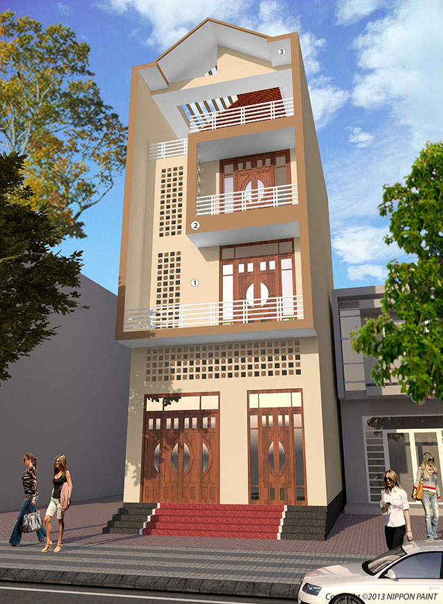 Phối màu sơn ngoại thất nhà ống - Ảnh 9