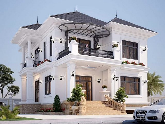 phòng khách sơn màu trắng sứ 04