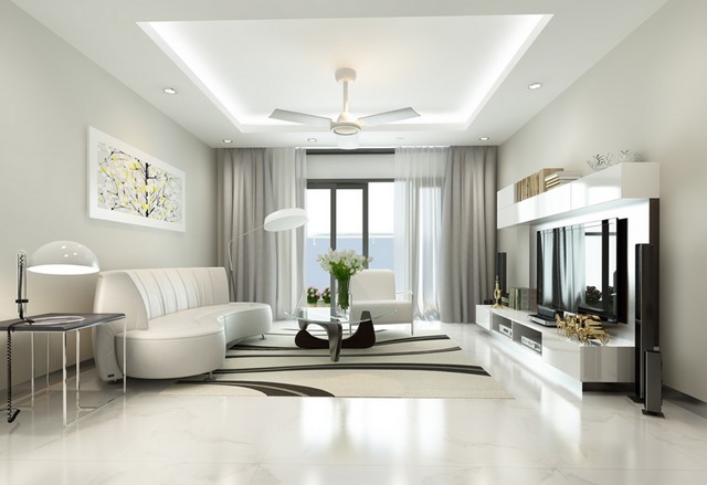 phòng khách sơn màu trắng sứ 05