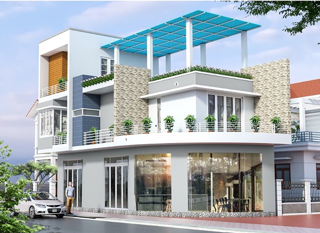 sơn nhà 2 tầng đẹp 10