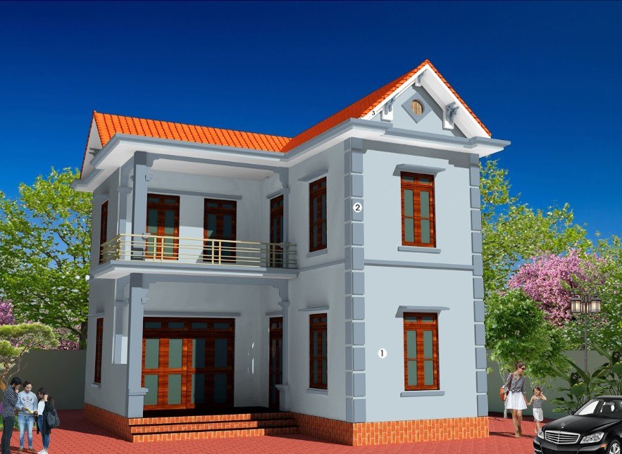 sơn nhà 2 tầng đẹp 14