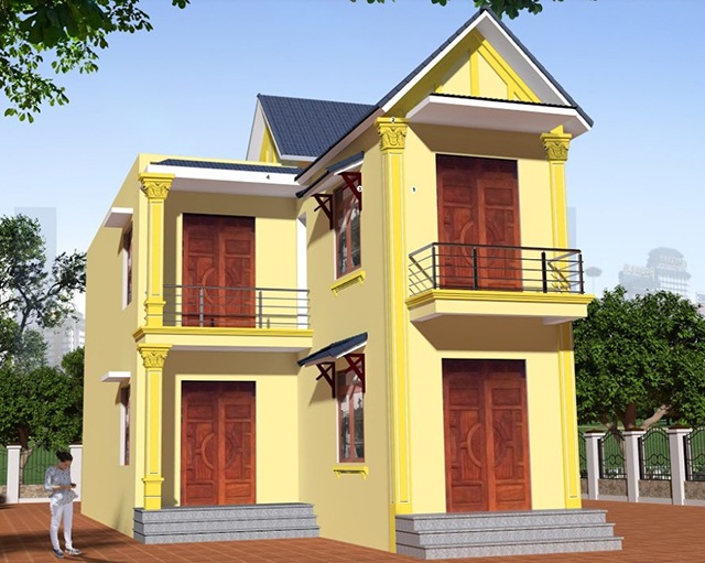 sơn nhà 2 tầng đẹp 15