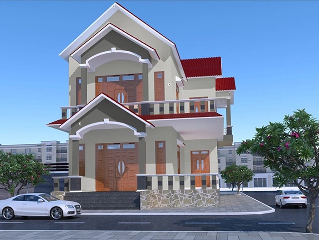 sơn nhà 2 tầng đẹp 16