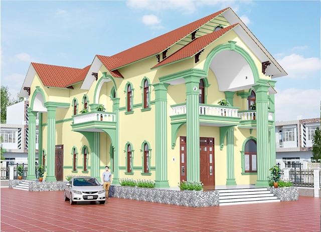sơn nhà 2 tầng đẹp 17