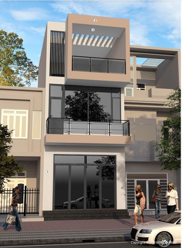 sơn nhà 2 tầng đẹp 3