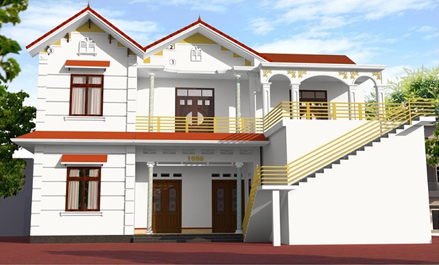 sơn nhà 2 tầng đẹp 5