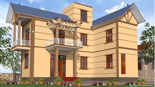 sơn nhà 2 tầng đẹp 6