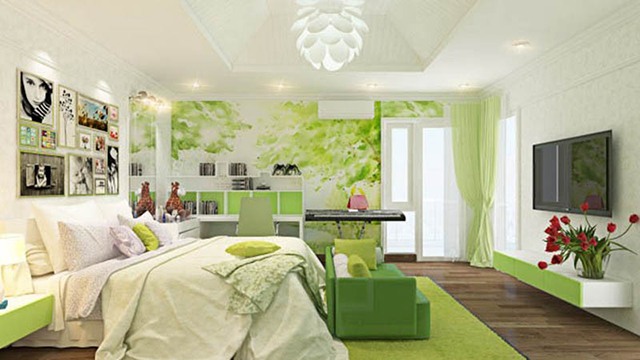 sơn nội thất màu xanh 3