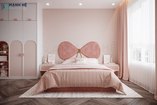 Ý tưởng thiết kế phòng ngủ màu hồng pastel