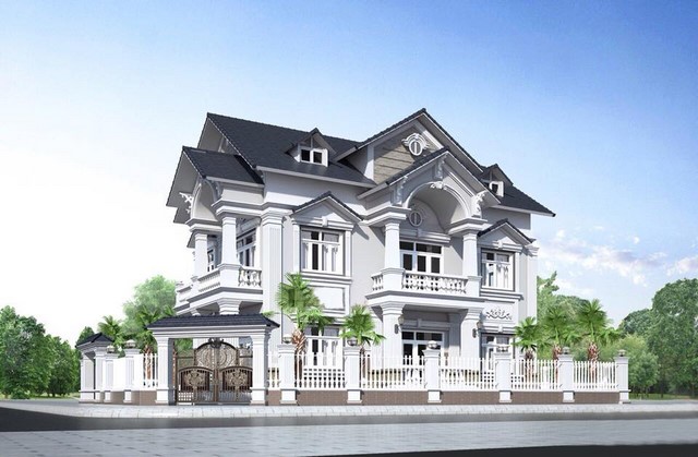 Biệt thự sơn màu xám trắng hiện đại (Mã màu Winter Sky 39A - 2P)